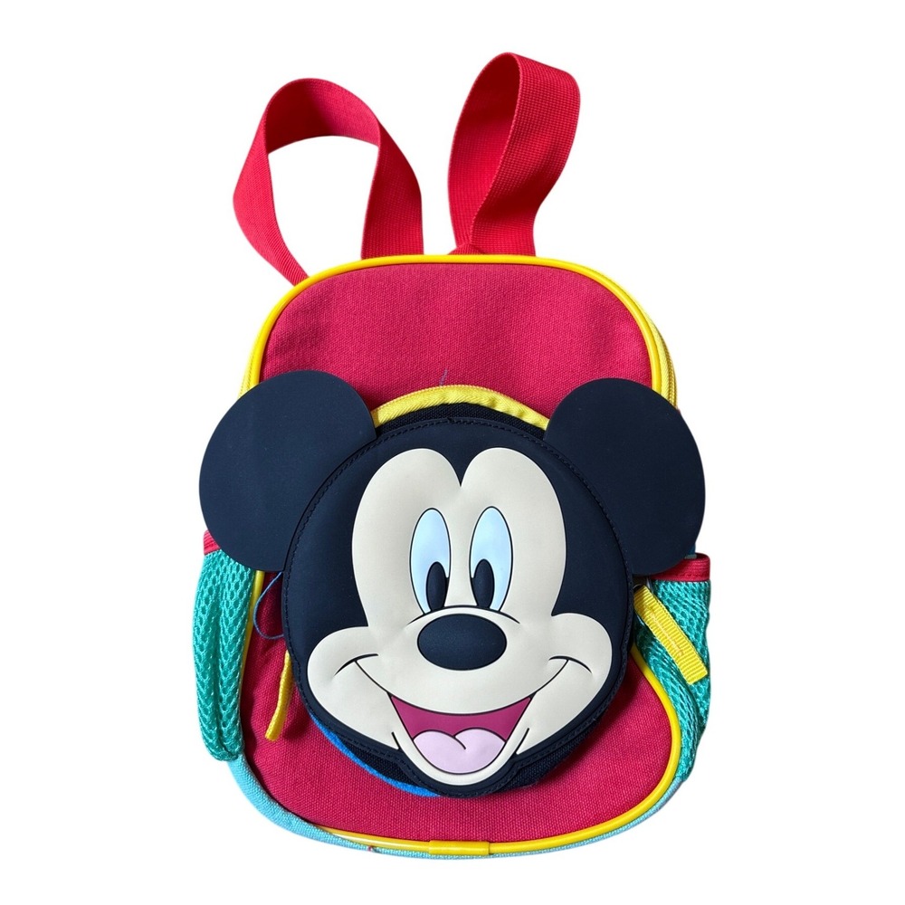 Disney Mickey Mouse Backpack Kids Red Blue 3D Character Mini Bag SIZE Small